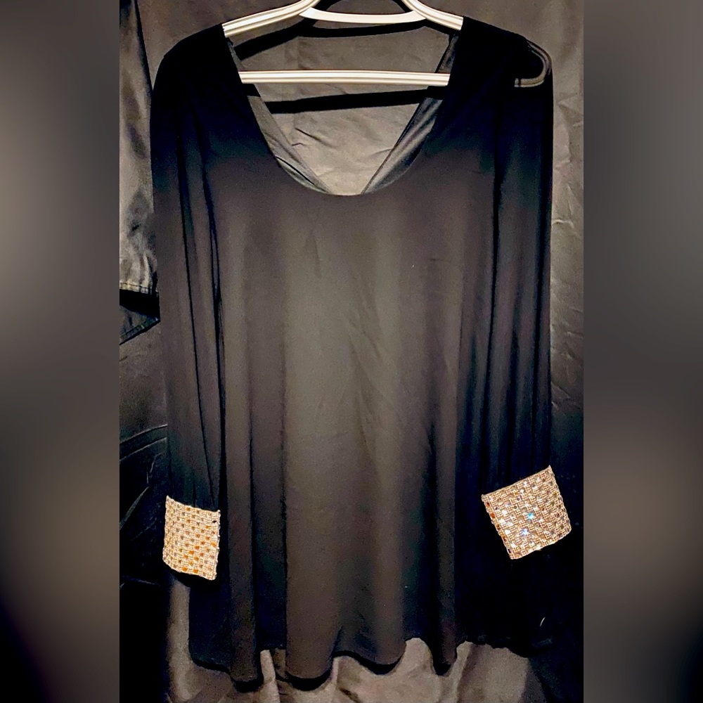 Black Dress with Rhinestone Cuffing